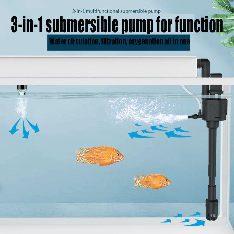 Air Stone Diffuser - 3-in-1 Fish Tank Filter on Submersible