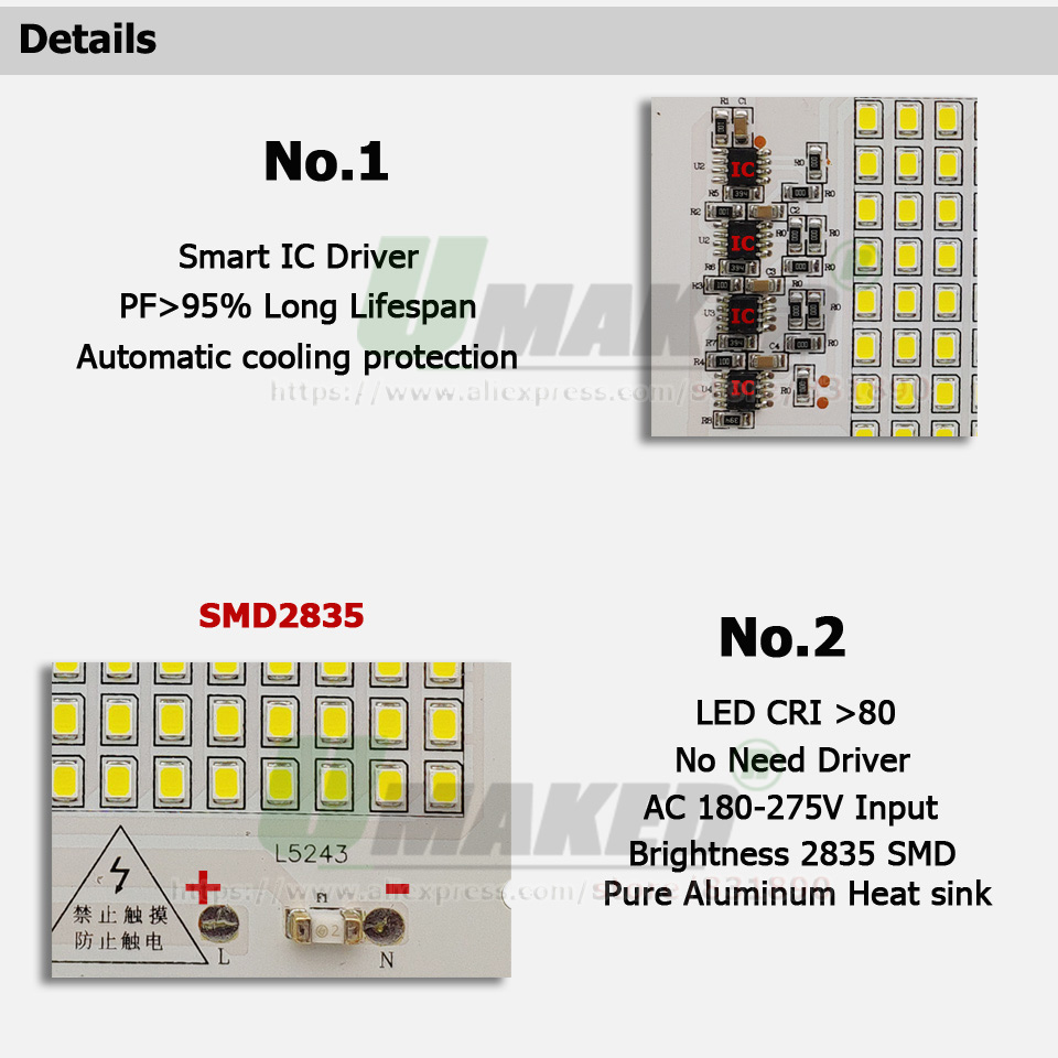 AC220V LED PCB 10W 20W 30W 50W - Flood Tray Table บทวิจารณ์และราคา