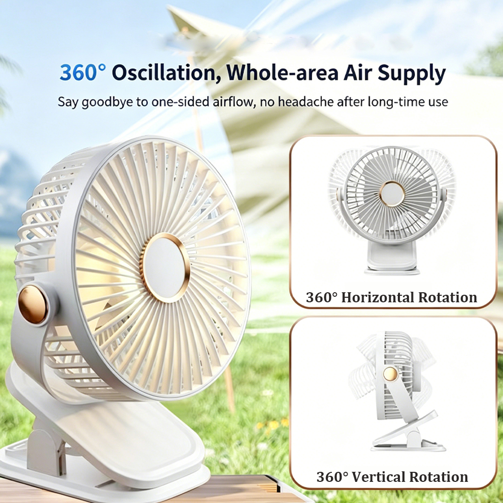Portable Clip On Fan, 5 Speeds - Oscillating Fan Clip บทวิจารณ์และราคา