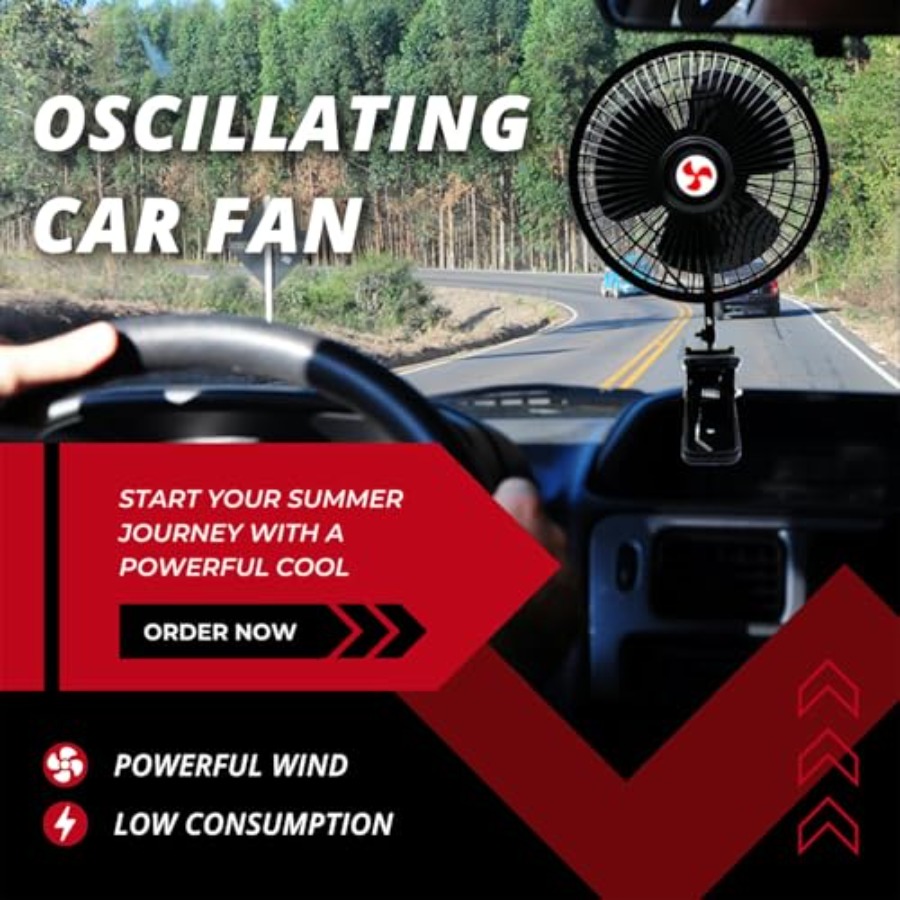 12V Oscillating Car Fan, 6
