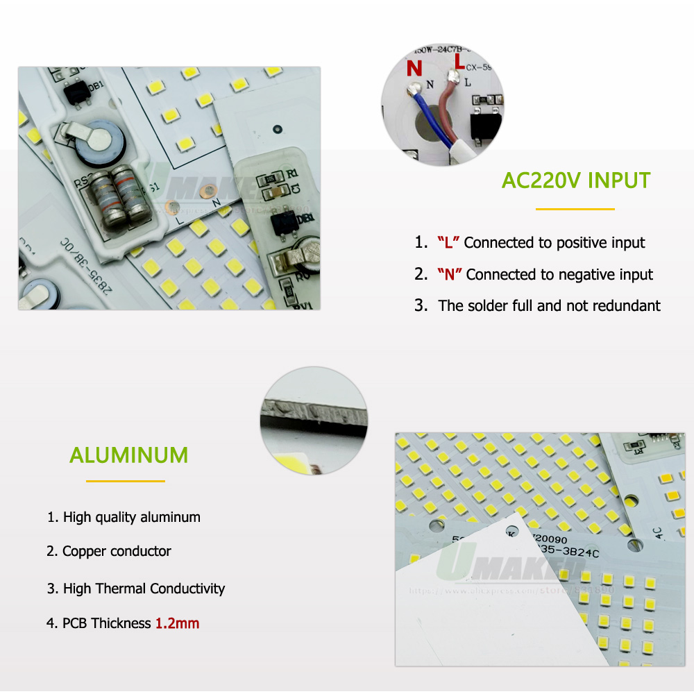 AC220V IC Drive LED PCB Floodl - Flood Tray Table บทวิจารณ์และราคา
