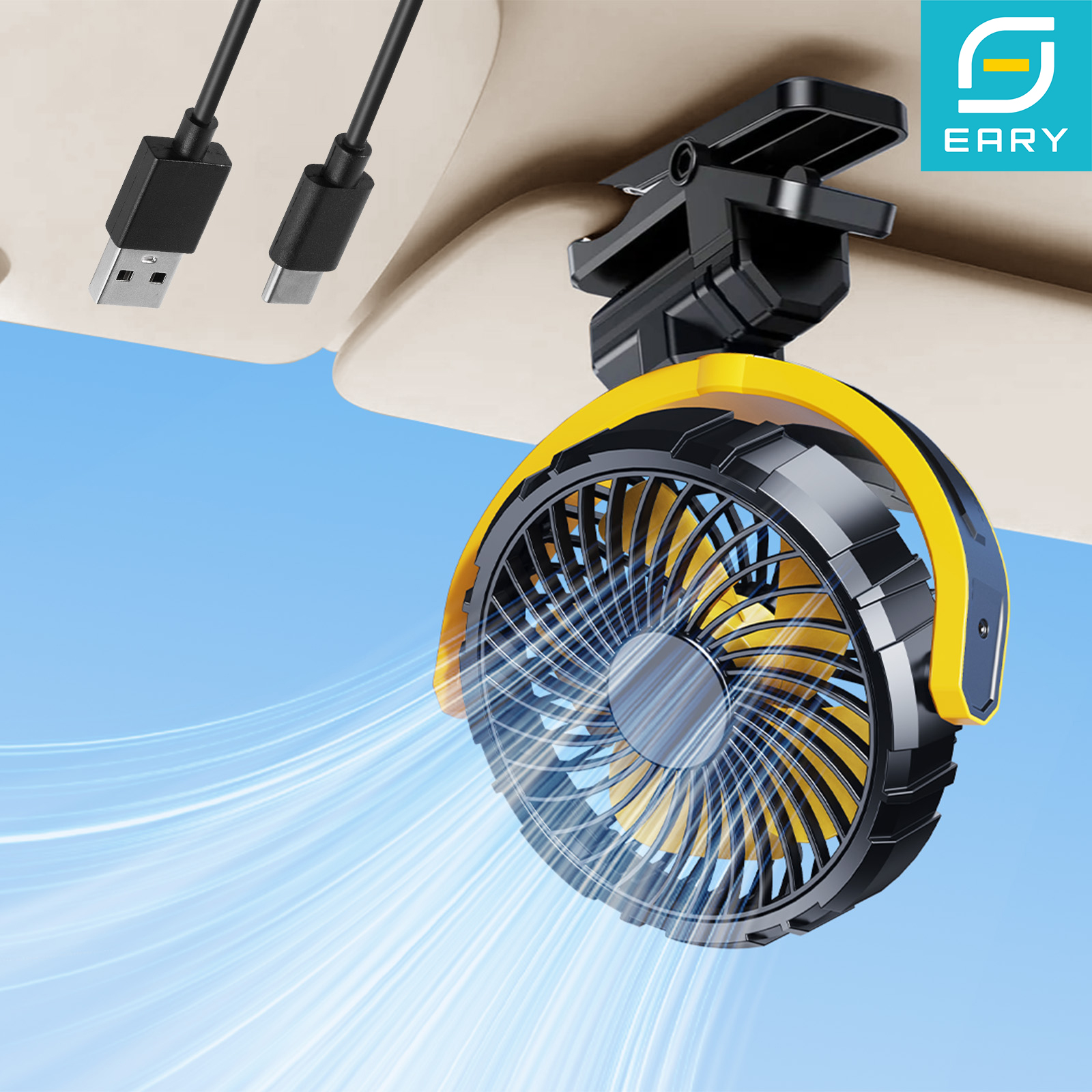 Eary Portable Car Clip on Fan  - Oscillating Fan Clip บทวิจารณ์และราคา