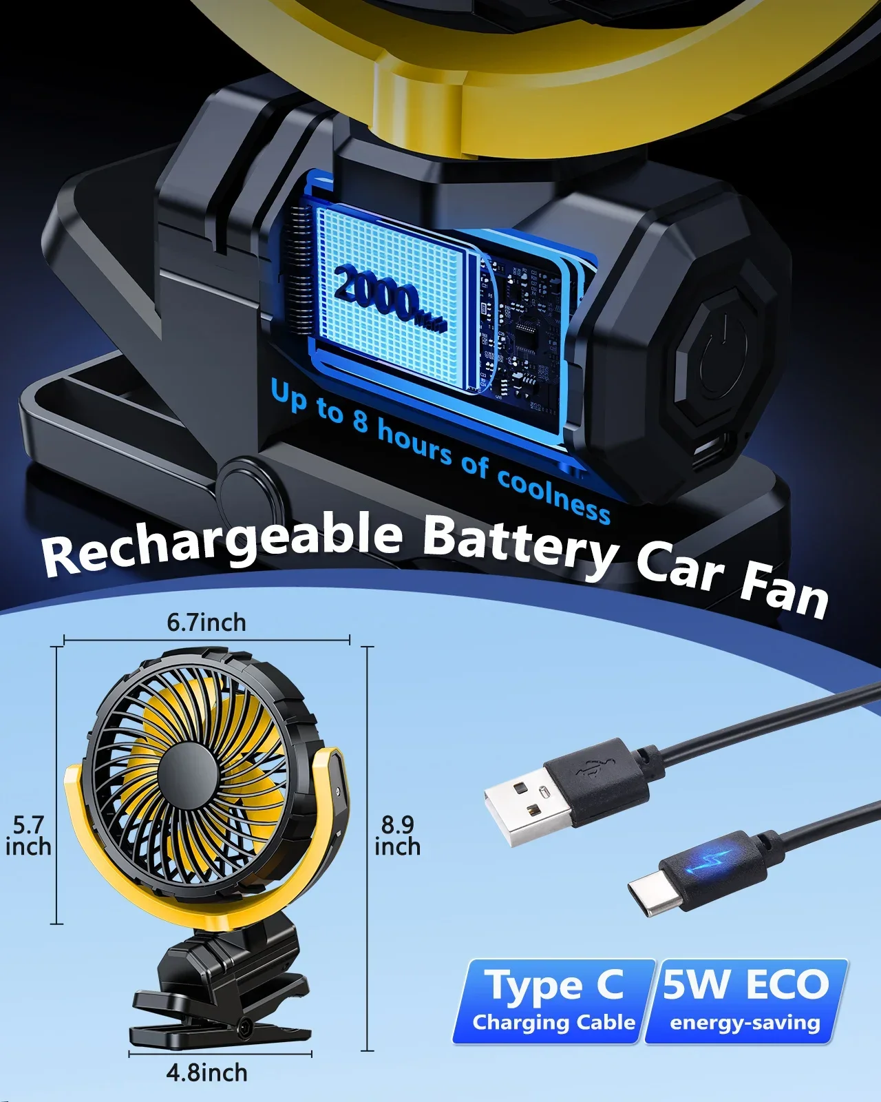 Eary Portable Car Clip on Fan  - Oscillating Fan Clip บทวิจารณ์และราคา